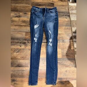 SO Blue Skinny Jeans with Distressed Details